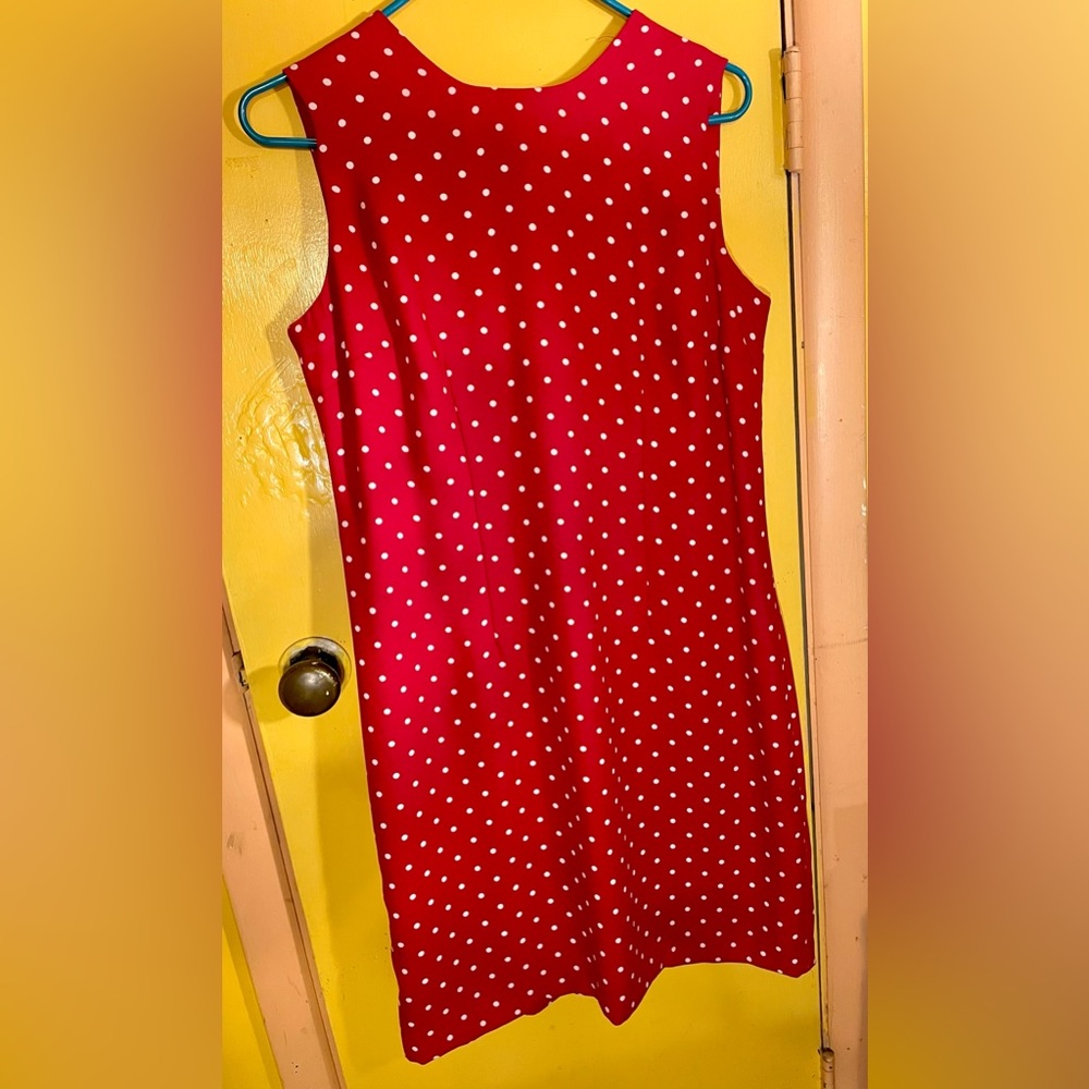 Sag Harbor sleeveless dress. Red polka dot, size 12 petite.